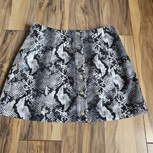 Urban Outfitters Faux Snakeskin Print Snap Mini Skirt Small